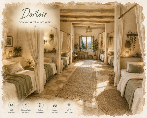 Dortoir 7 places avec 2 salle de bains privatives
