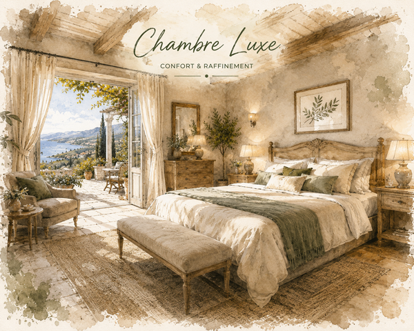 Deluxe Room with private bathroom, separate toilet, terrace, and panoramic view